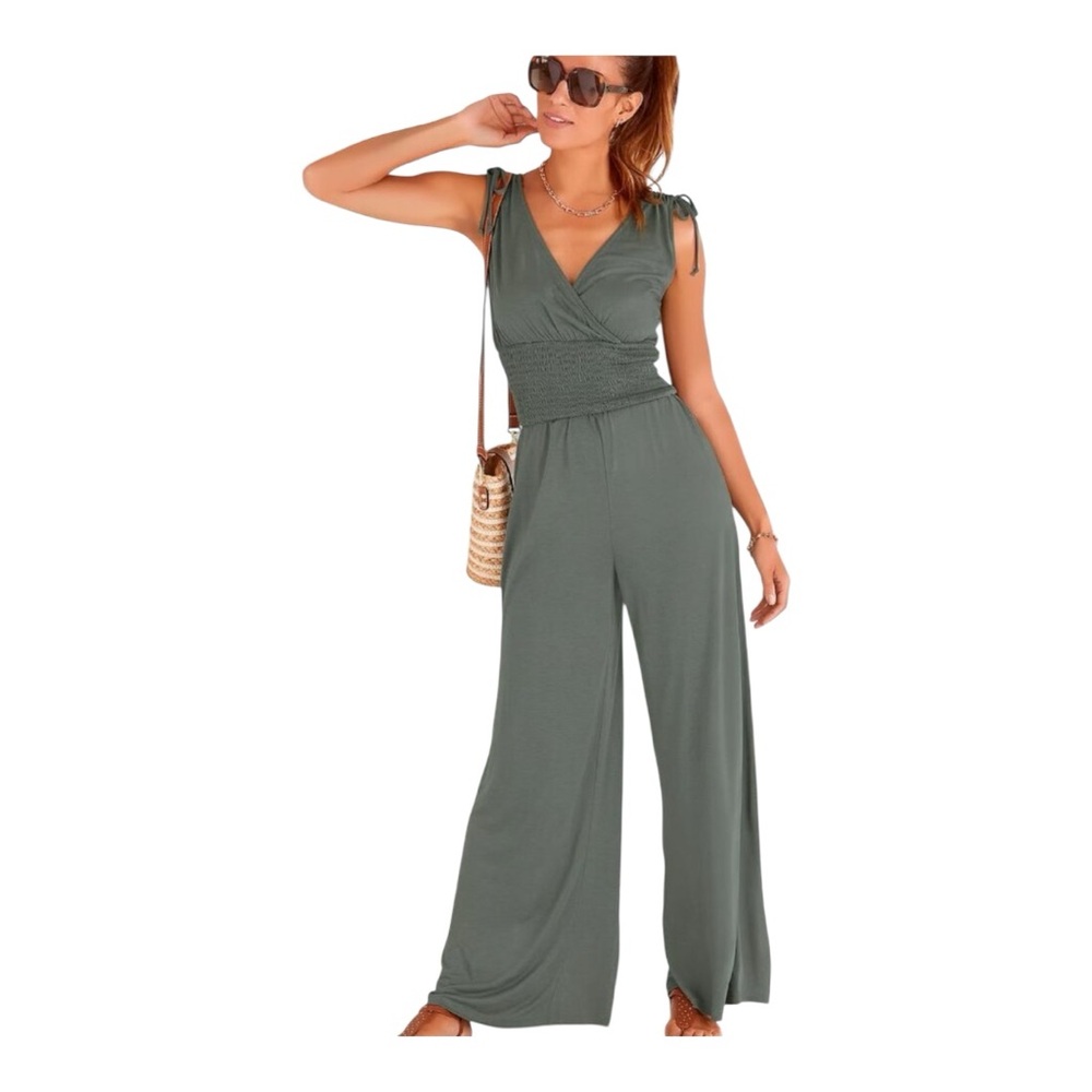 Lascana Tie Detail Jumpsuit In Olive Green Size 34 U.S. 2